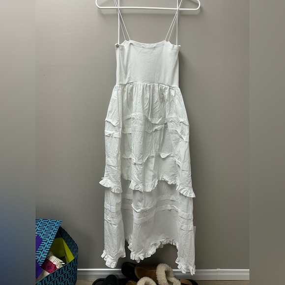 Zara White Maxi Tiered Ruffled Dress - Picture 3 of 7